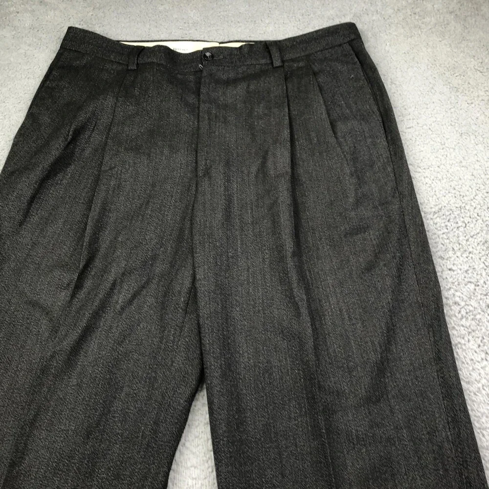 Vintage Banana Republic Pants Mens 40x30 Gray Wool Dress Pleated Cuffed Italy